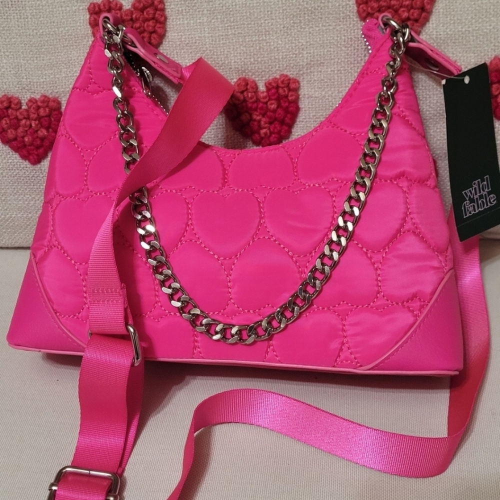 wild fable hot  pink quilted heart purse/ bag nwt - Picture 2 of 3